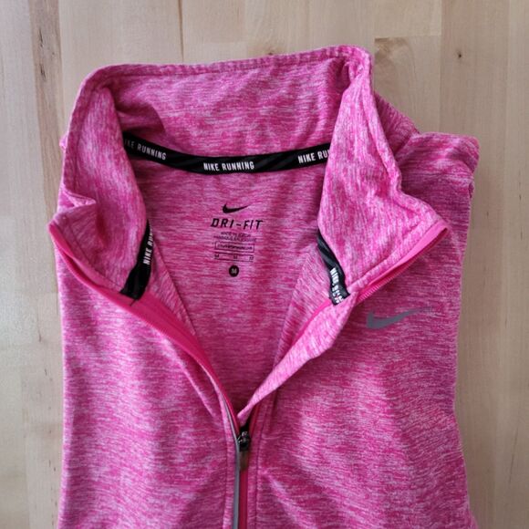 Nike Dri Fit Womens Running Half Zip Long Sleeve Pullover Top Heathered Pink M - Picture 8 of 13